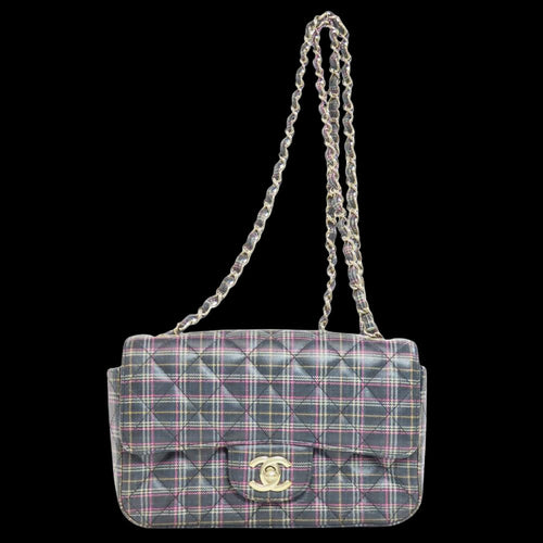 Grey Leather Chanel Shoulder Bag