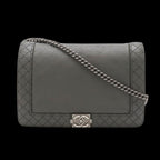 Grey Leather Chanel Shoulder Bag