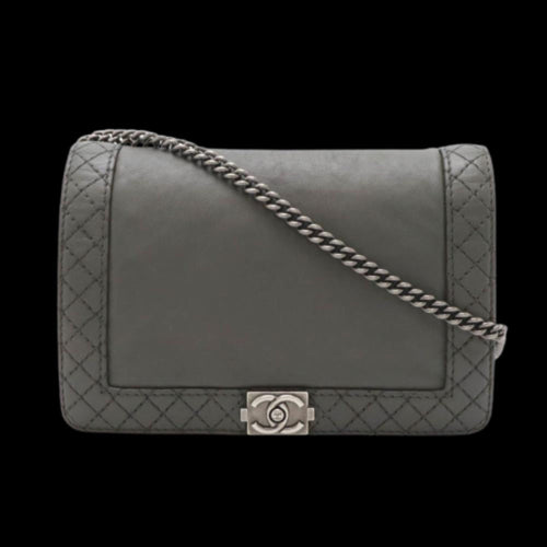 Grey Leather Chanel Shoulder Bag