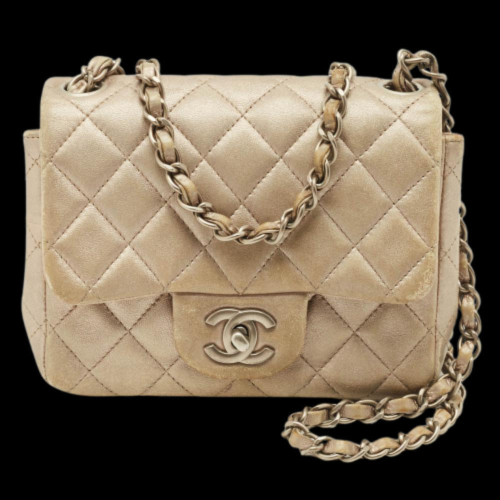 Grey Leather Chanel Flap Bag