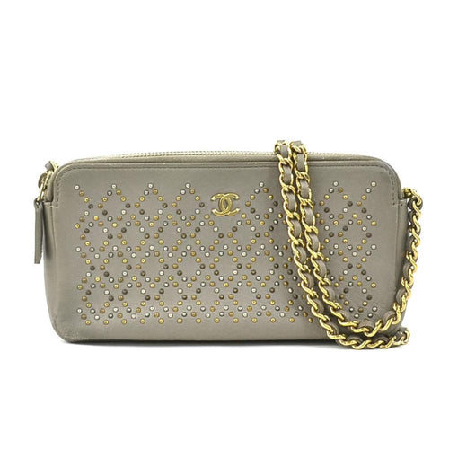 Grey Leather Chanel Shoulder Bag