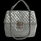 Grey Leather Chanel Shoulder Bag