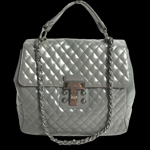 Grey Leather Chanel Shoulder Bag