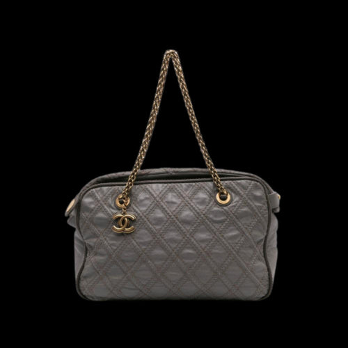 Grey Leather Chanel Shoulder Bag