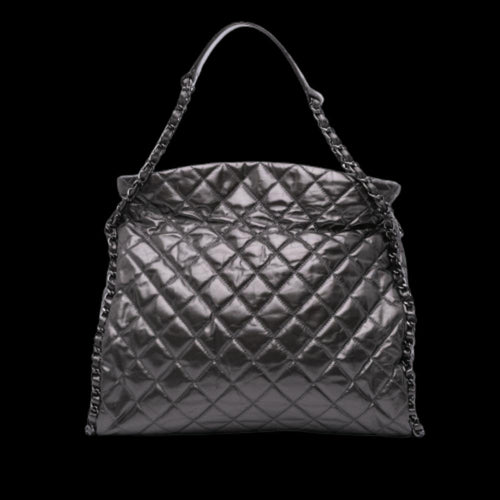 Grey Leather Chanel Tote