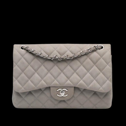 Grey Leather Chanel Flap Bag