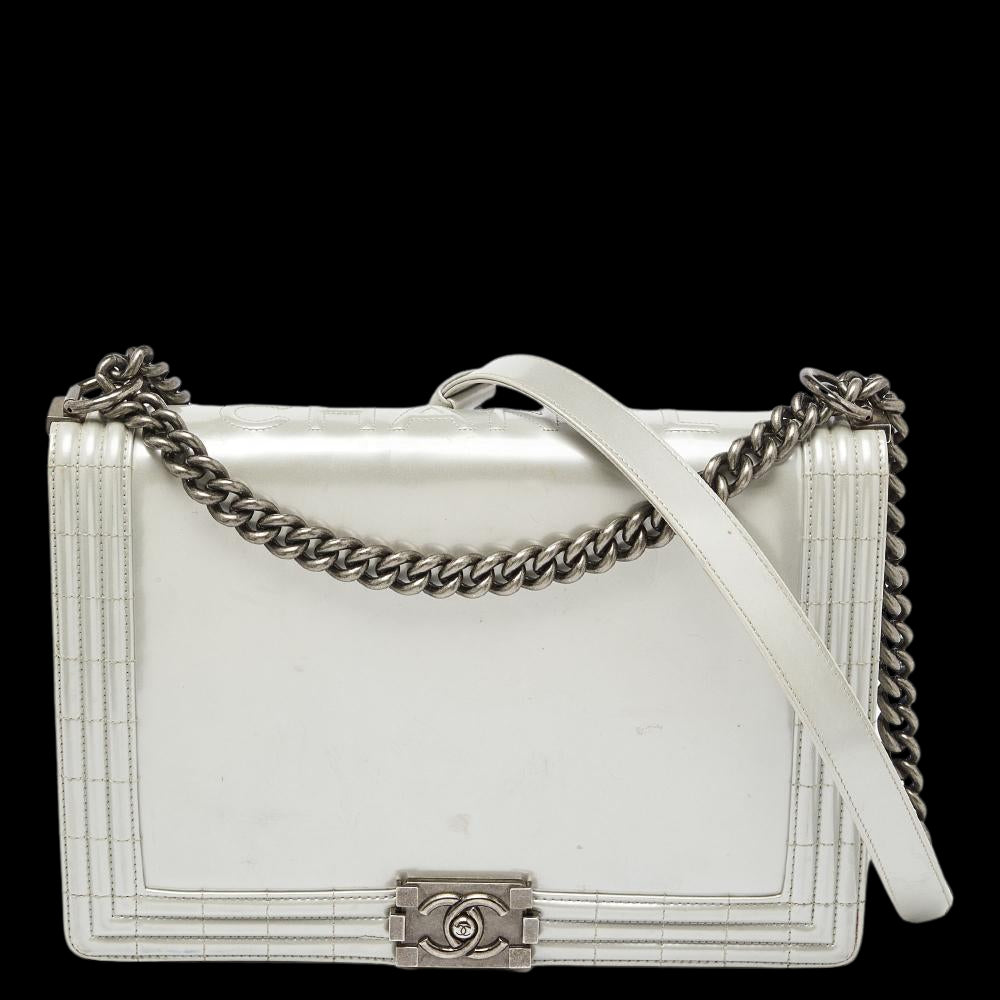 Grey Leather Chanel Flap Bag