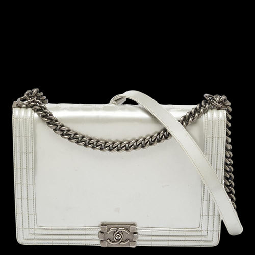 Grey Leather Chanel Flap Bag