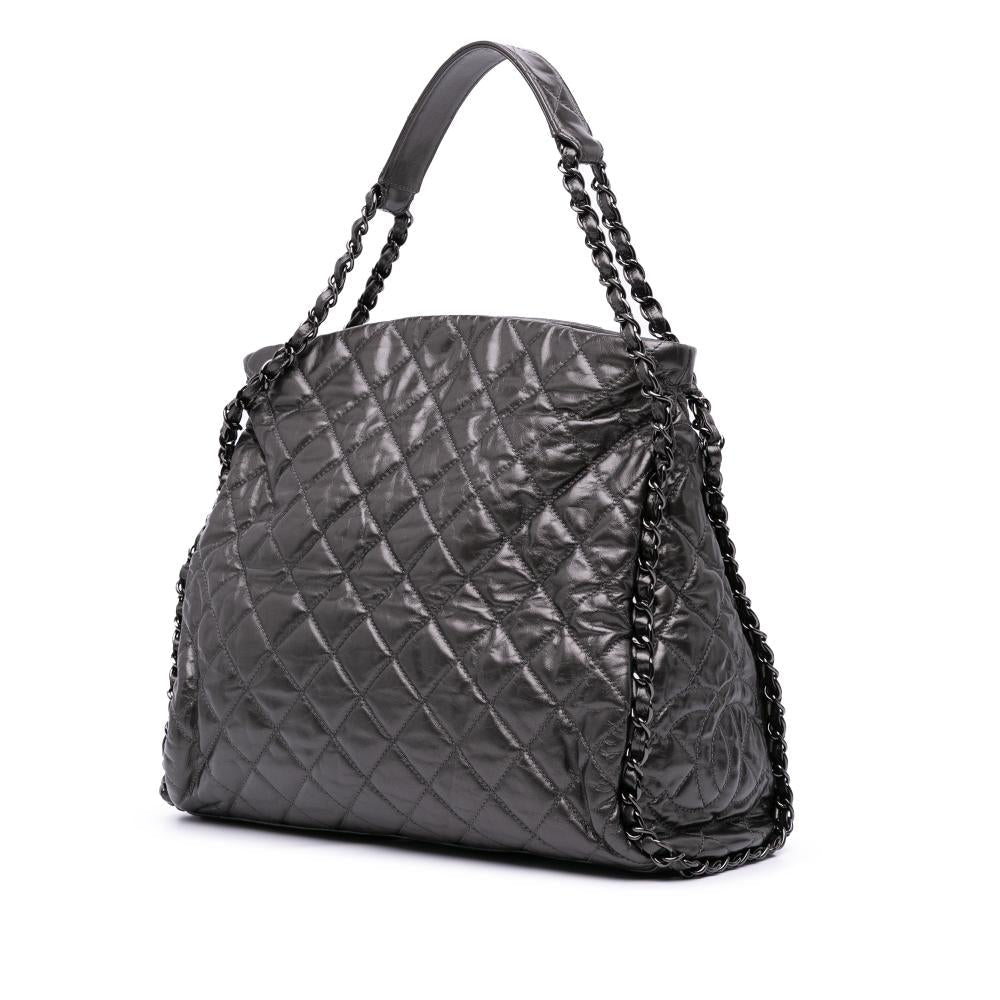 Grey Leather Chanel Tote