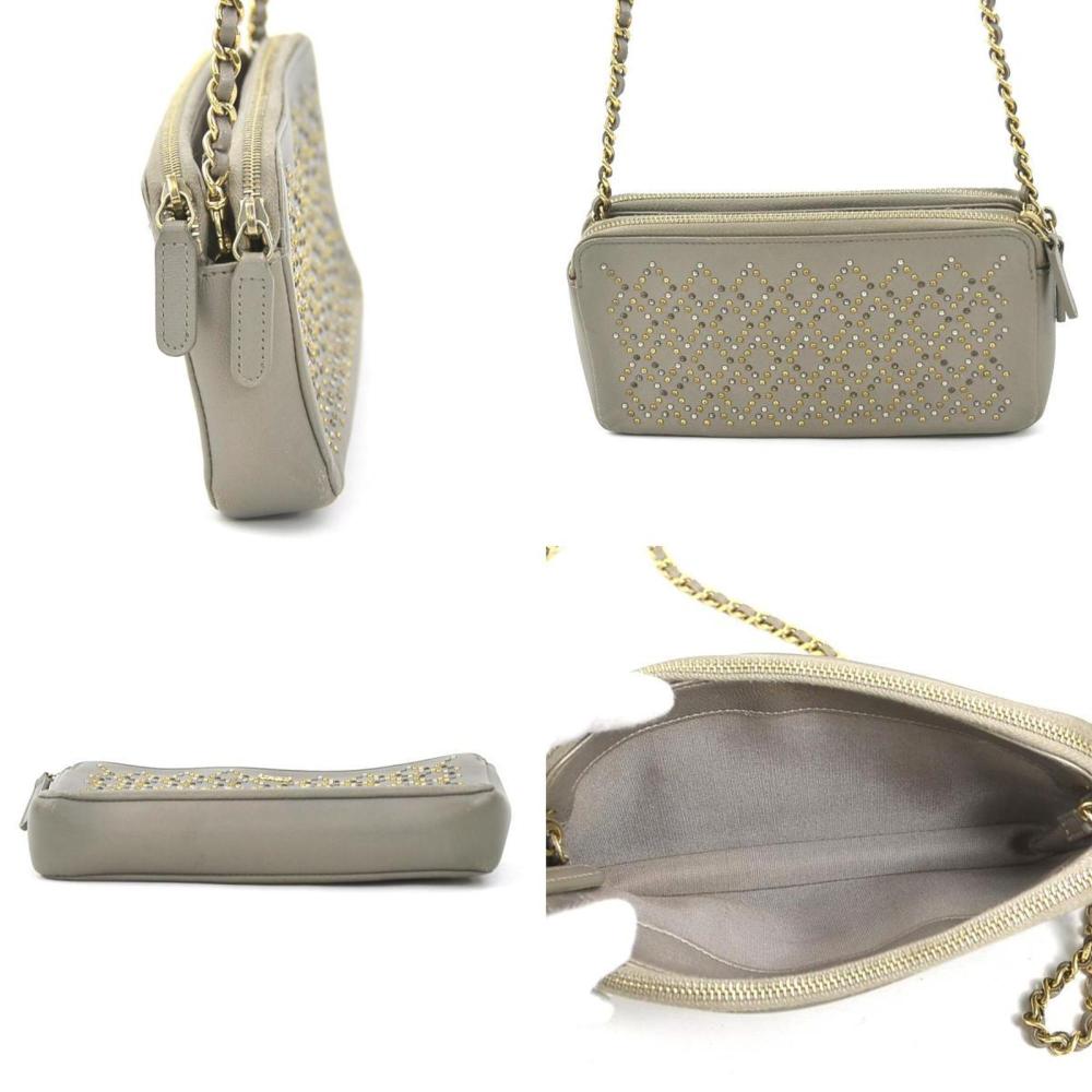 Grey Leather Chanel Shoulder Bag
