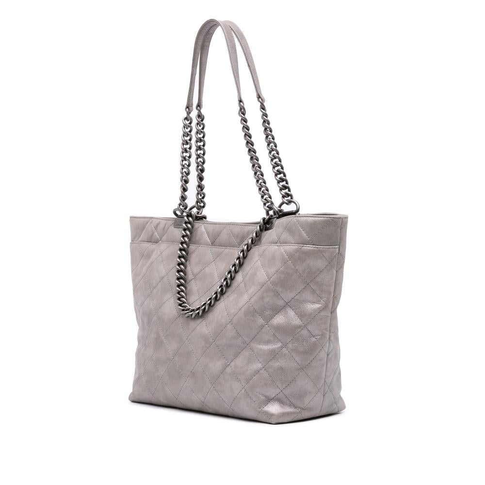 Grey Leather Chanel Tote