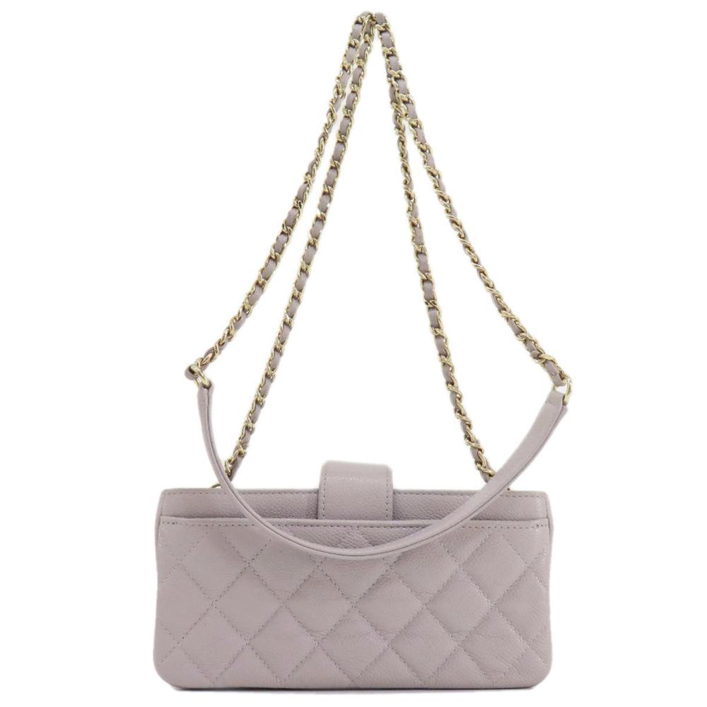Grey Leather Chanel Shoulder Bag