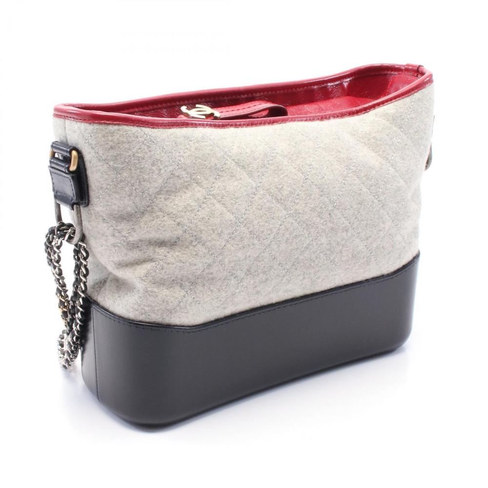 Grey Leather Chanel Shoulder Bag