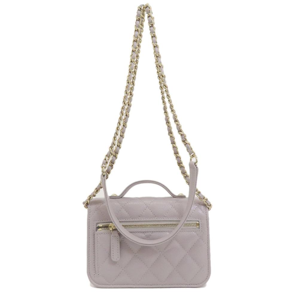 Grey Leather Chanel Shoulder Bag