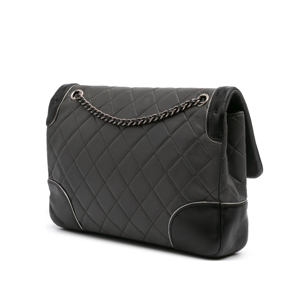 Grey Leather Chanel Flap Bag