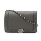 Grey Leather Chanel Shoulder Bag