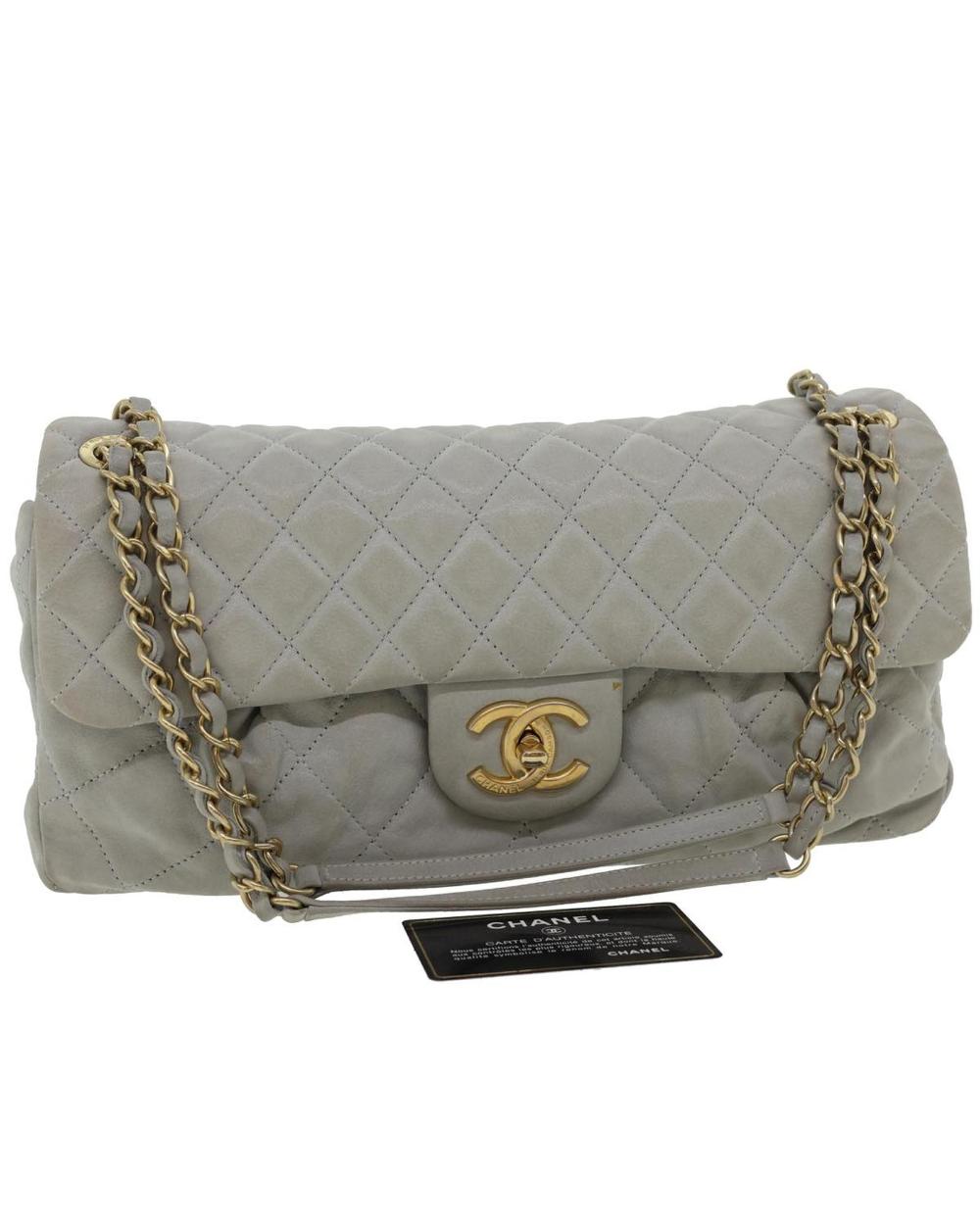 Grey Leather Chanel Shoulder Bag