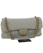 Grey Leather Chanel Shoulder Bag