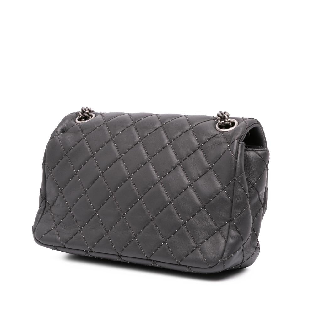 Grey Leather Chanel Shoulder Bag