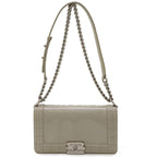 Grey Leather Chanel Shoulder Bag
