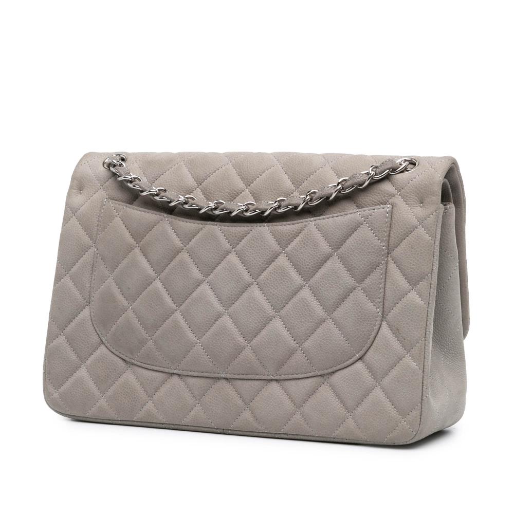 Grey Leather Chanel Flap Bag