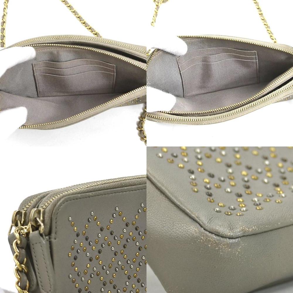Grey Leather Chanel Shoulder Bag