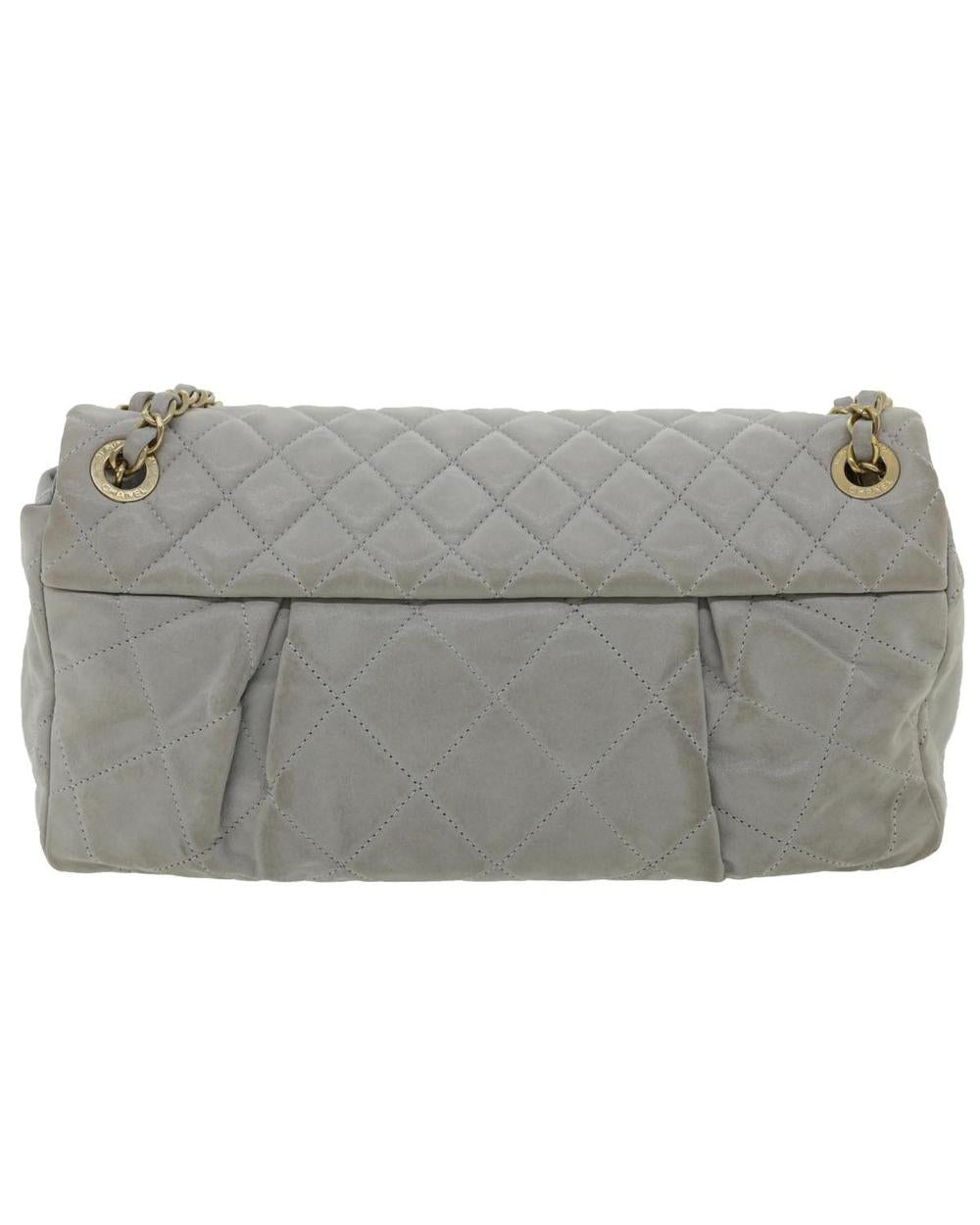 Grey Leather Chanel Shoulder Bag
