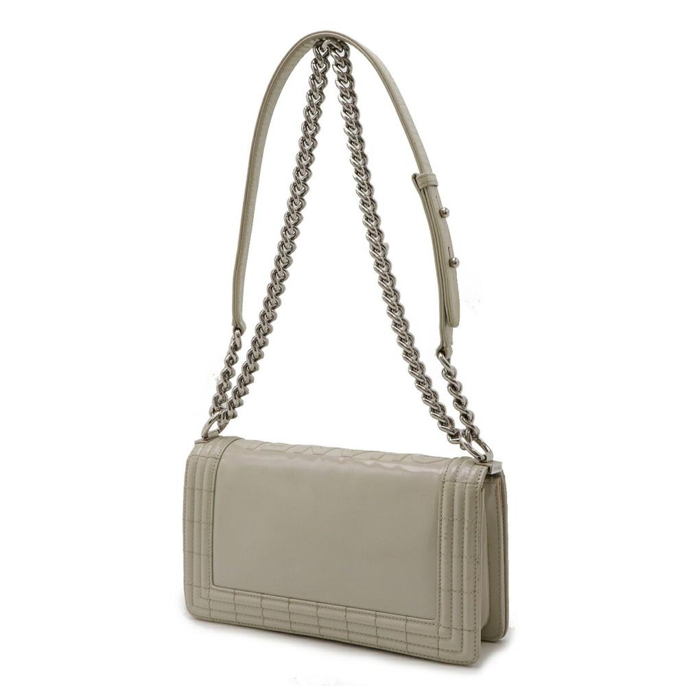 Grey Leather Chanel Shoulder Bag