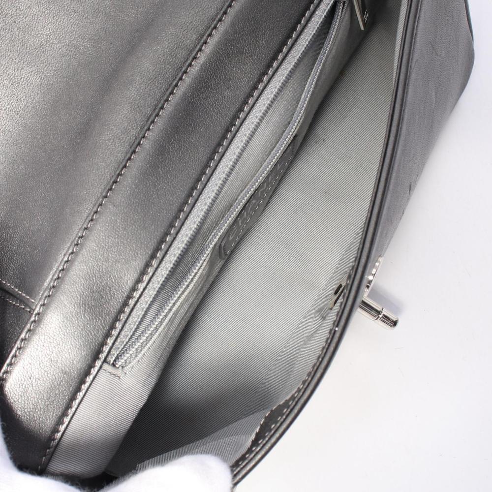 Grey Leather Chanel Shoulder Bag
