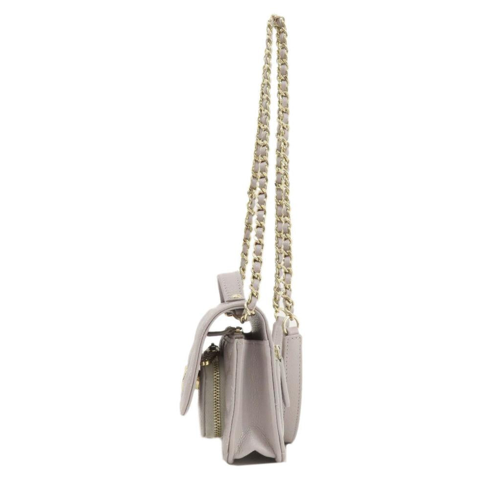 Grey Leather Chanel Shoulder Bag