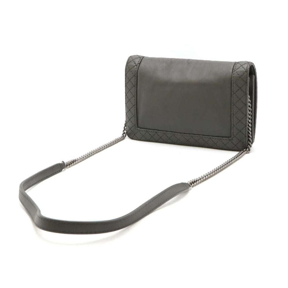 Grey Leather Chanel Shoulder Bag