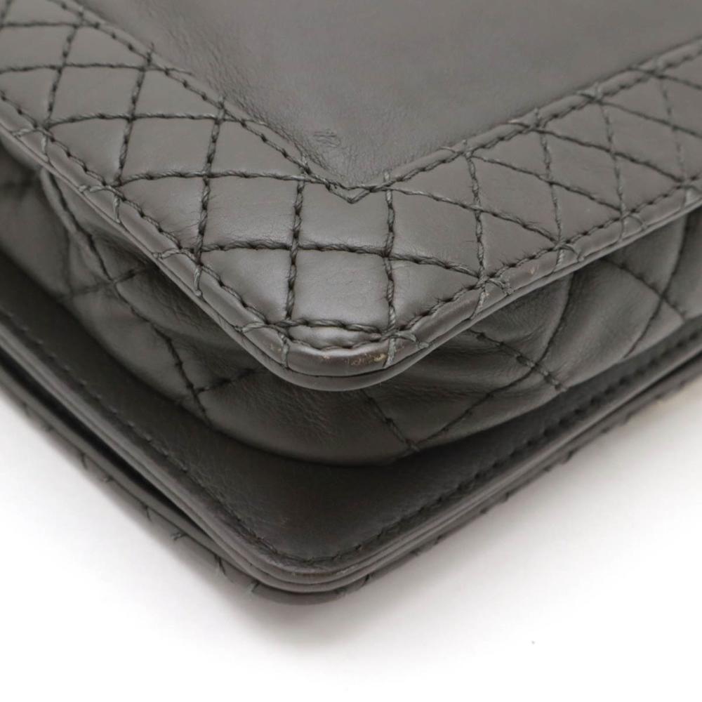 Grey Leather Chanel Shoulder Bag