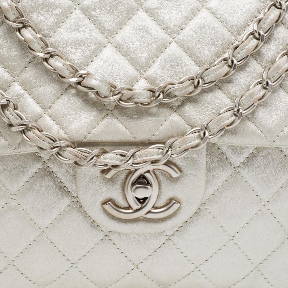 Grey Leather Chanel Flap Bag