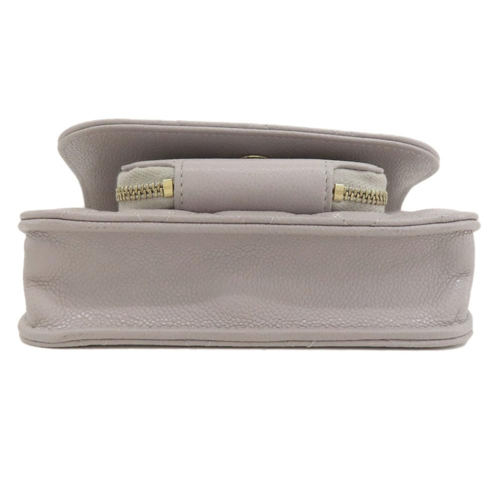 Grey Leather Chanel Shoulder Bag