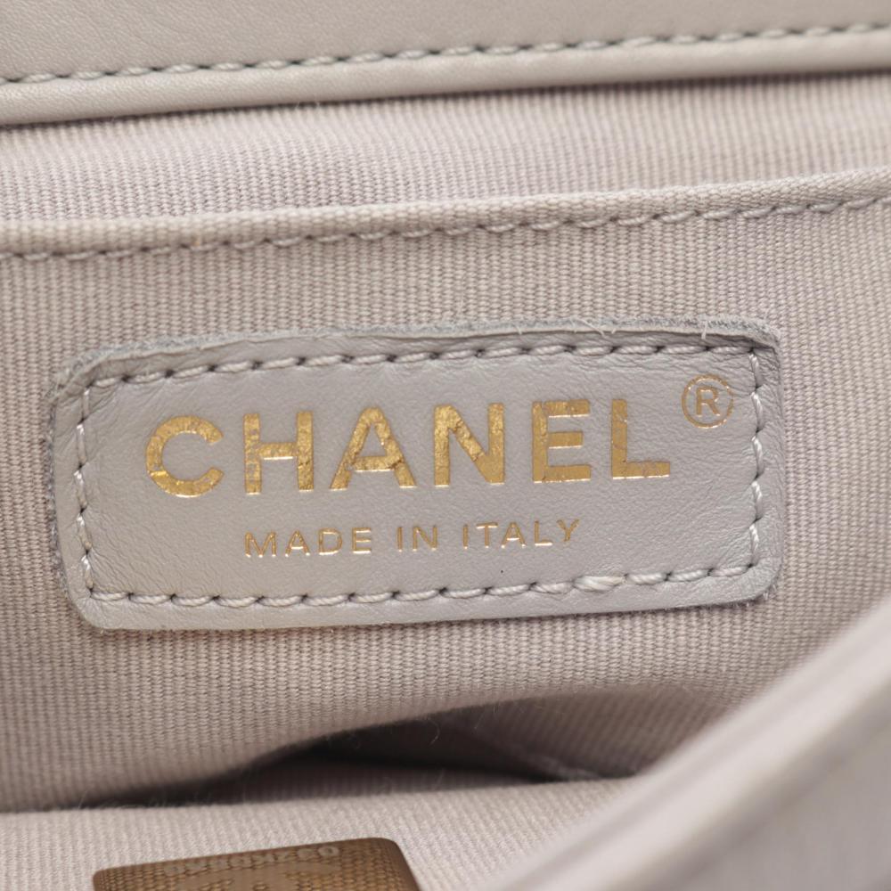 Grey Leather Chanel Shoulder Bag