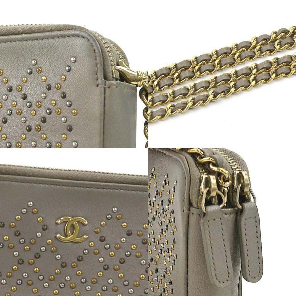 Grey Leather Chanel Shoulder Bag