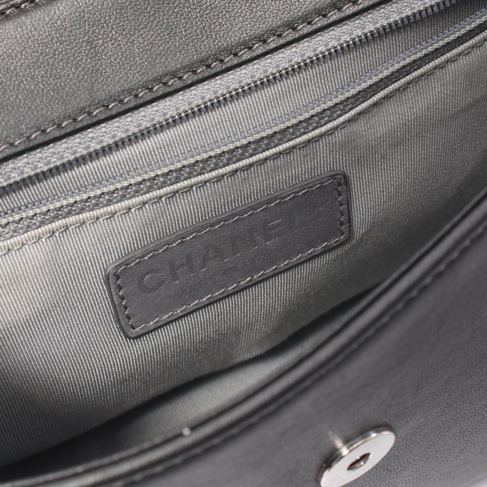 Grey Leather Chanel Shoulder Bag