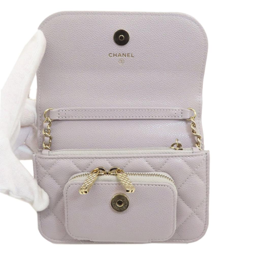 Grey Leather Chanel Shoulder Bag