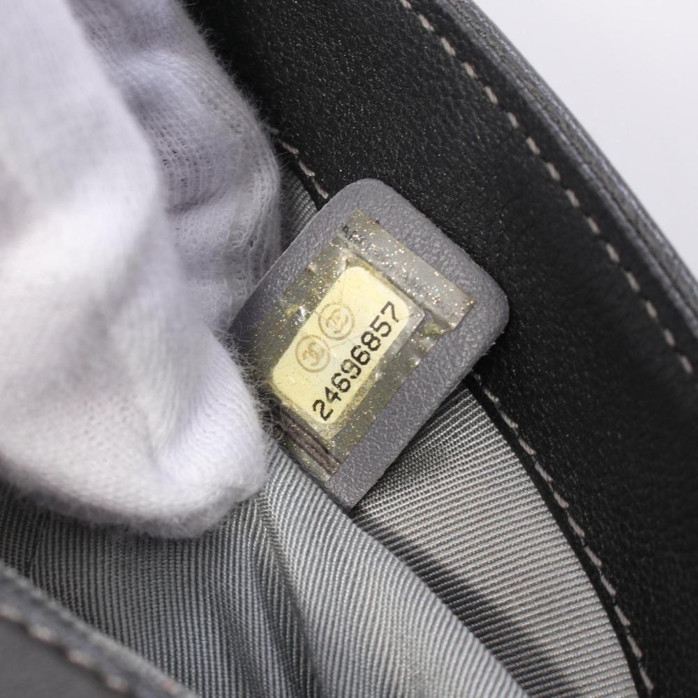 Grey Leather Chanel Shoulder Bag