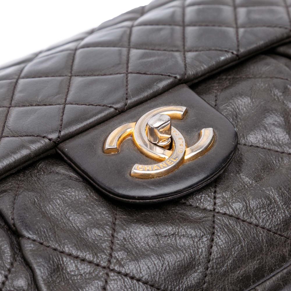 Grey Leather Chanel Flap Bag