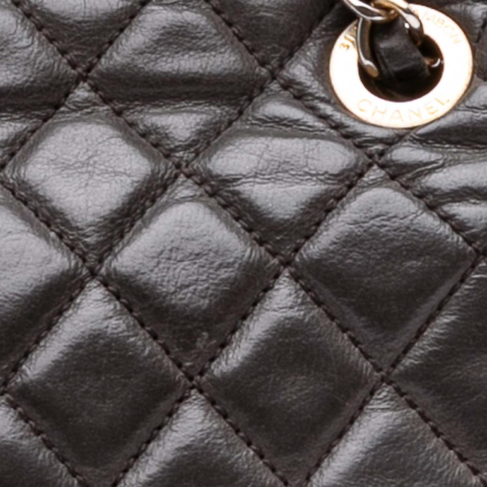 Grey Leather Chanel Flap Bag
