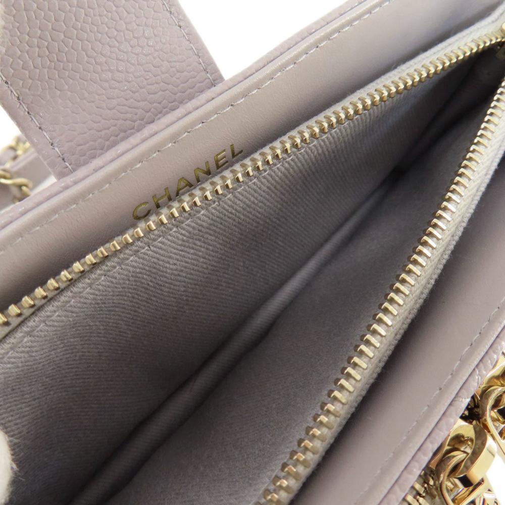 Grey Leather Chanel Shoulder Bag