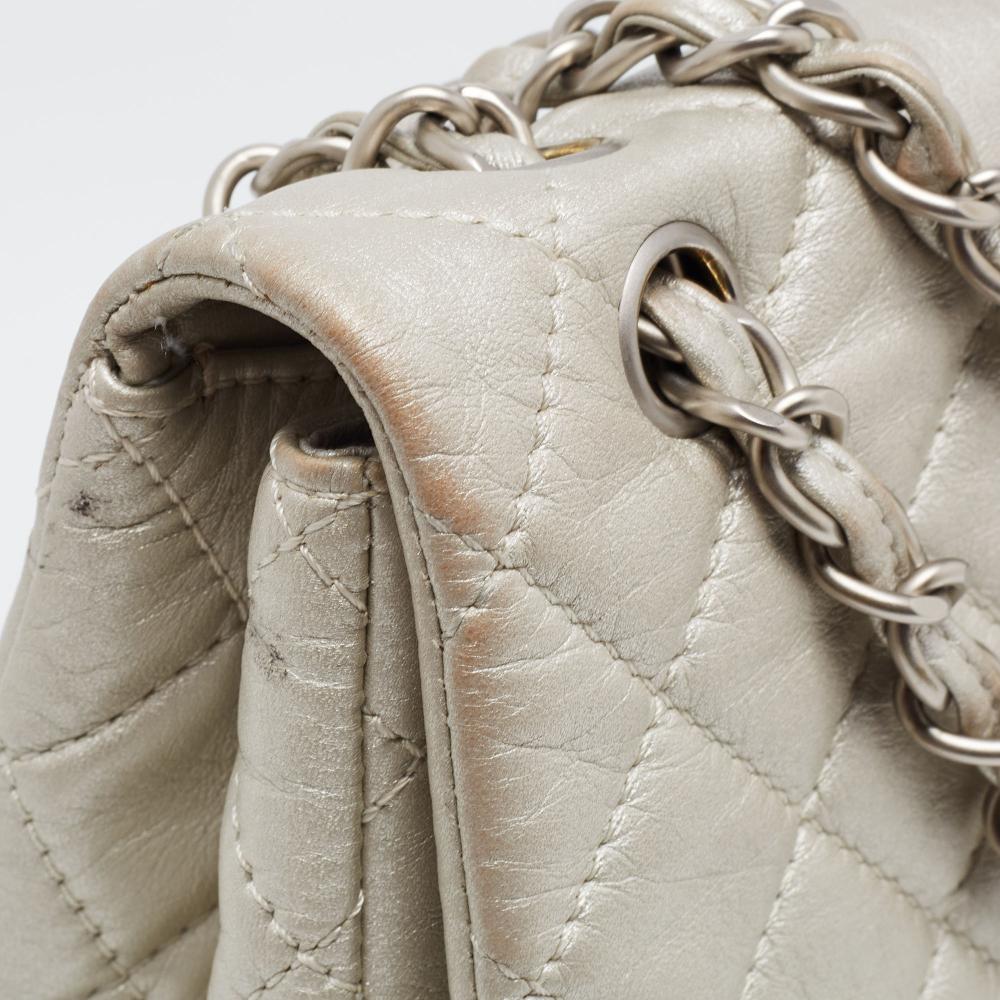 Grey Leather Chanel Flap Bag