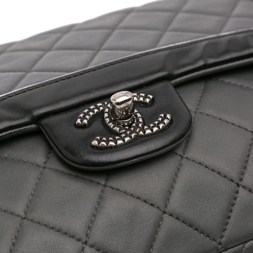 Grey Leather Chanel Flap Bag
