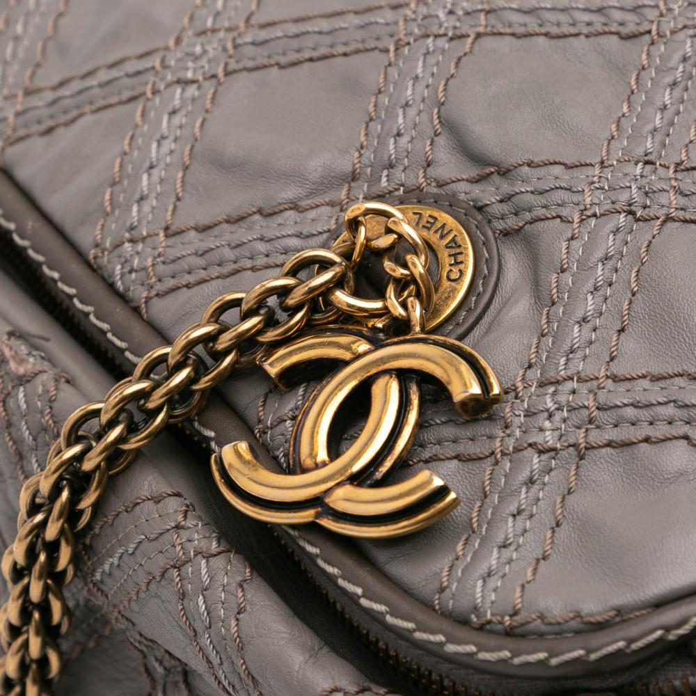 Grey Leather Chanel Shoulder Bag