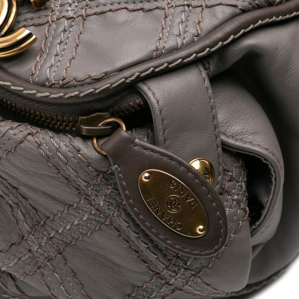 Grey Leather Chanel Shoulder Bag