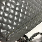 Grey Leather Chanel Shoulder Bag