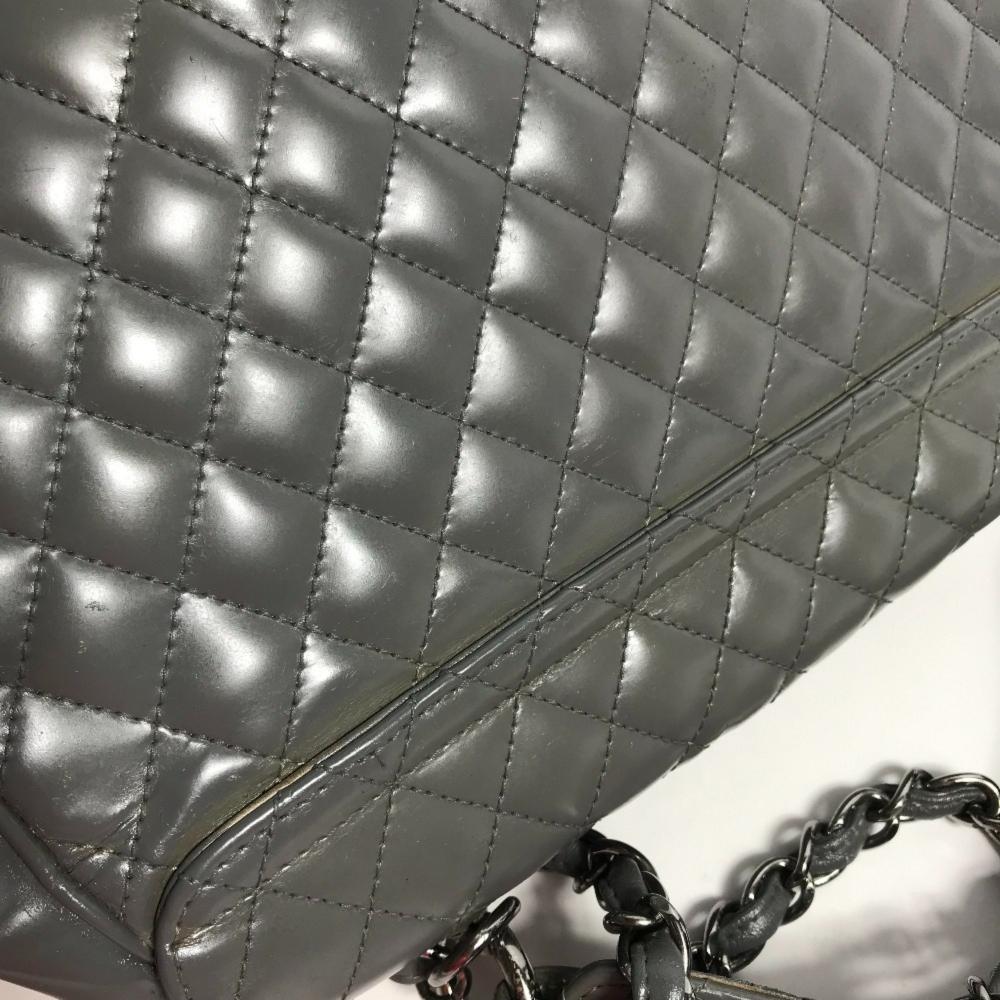 Grey Leather Chanel Shoulder Bag