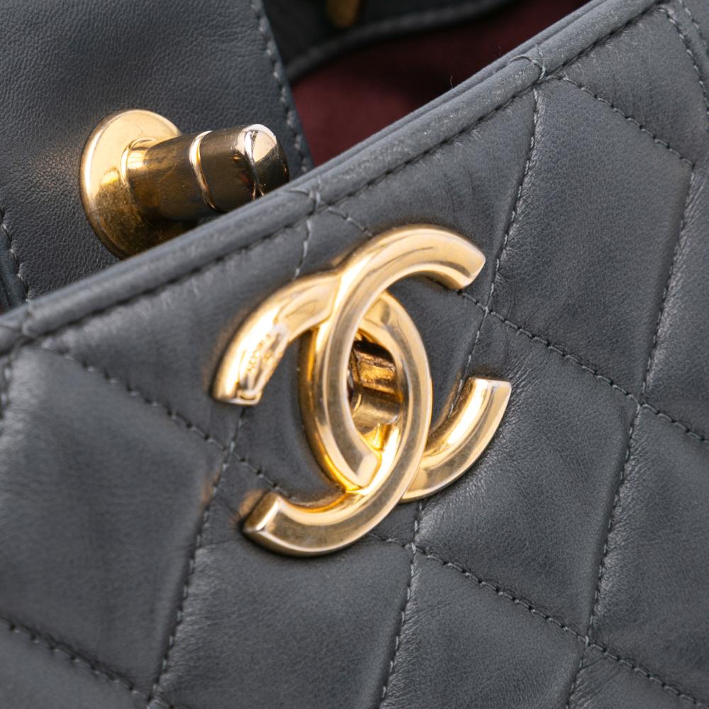 Grey Leather Chanel Tote