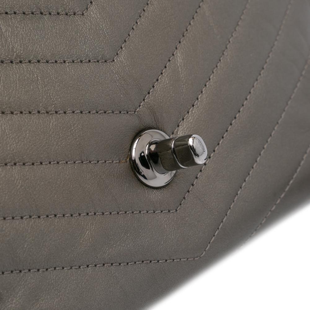 Grey Leather Chanel Flap Bag